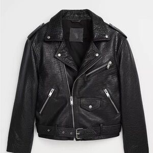 Zara Crop 100% Leather Biker Jacket